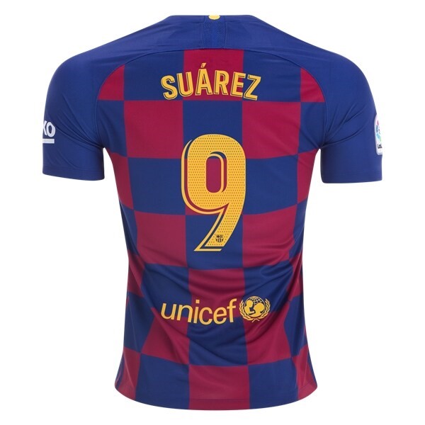 Maillot Football Barcelone NO.9 Suarez Domicile 2019-20 Bleu Rouge